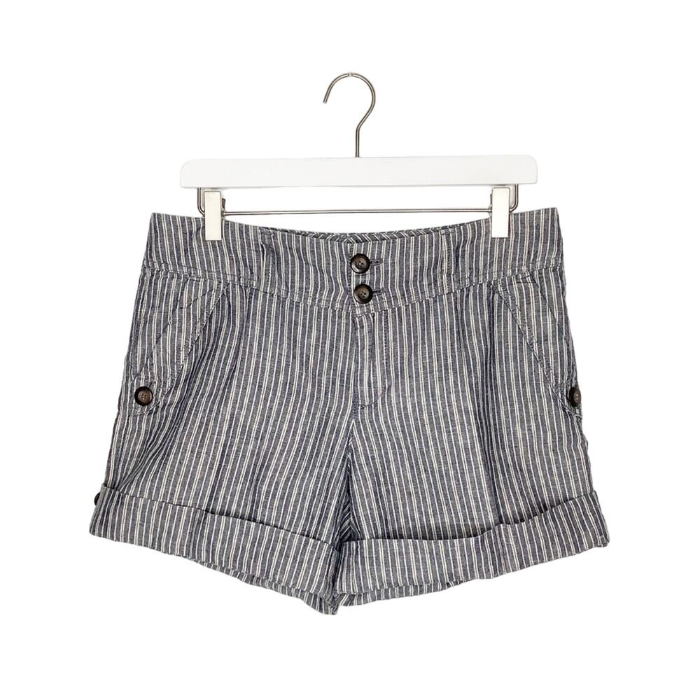 Gap Blue White Striped Linen Blend Shorts 8
